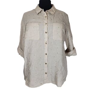 Charter Club Plus Size Linen Button-Down Shirt